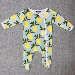 🍋 Milkbarn 3-6m lemon print footie EUC